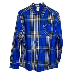 Faded Glory Shirt boys 18 or XXL blue plaid